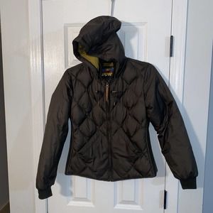 Eddie Bauer Goose Down EB 550 fill power Green Gold hooded Coat Size PM Rare